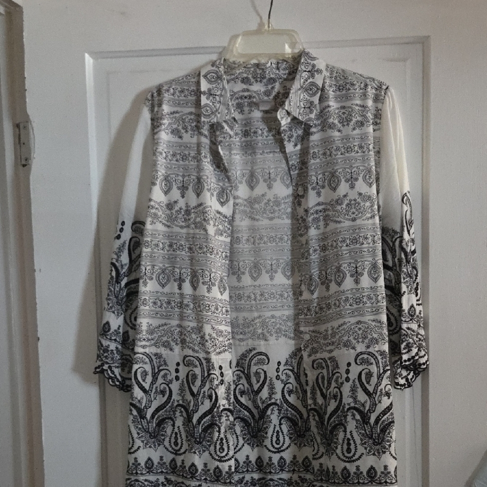 Chico's Black and White Button Down Shirt